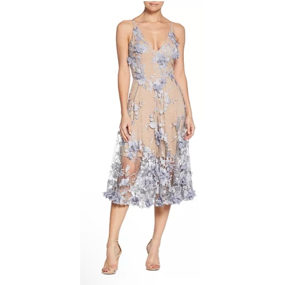 DRESS THE POPULATION Audrey Embroidered Fit & Flare Dress 💖NWT IN STORES💖 - Picture 1 of 5